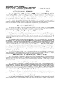Exercícios Oscilações - Física 2