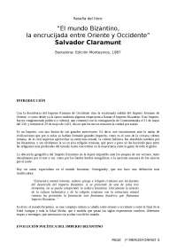 Reseña del libro de Claramunto: El mundo Bizantino, la encrucijada entre Oriente y Occidente
