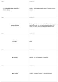 Glossary of Public Health Terms and Research Methods