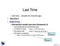 Modifiers, Adverbs - Introduction to Formal Semantics - Lecture Slides