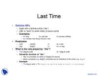 Sense and Reference - Introduction to Formal Semantics - Lecture Slides