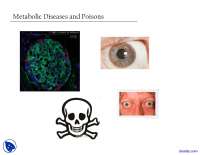 Metabolic Diseases and Poisons - Enzymes and Metabolsim - Lecture Slides