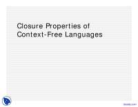 Context Free Languages - Advanced Theory of Computation - Lecture Slides