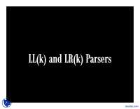 MR, LLk and LRk Parsers - Advanced Theory of Computation - Lecture Slides
