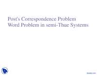 PCP Word Problem - Advanced Theory of Computation - Lecture Slides