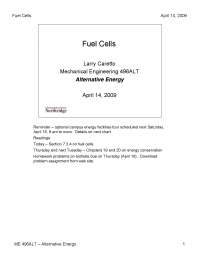 Fuel Cells - Alternative Energy Engineering - Lecture Notes