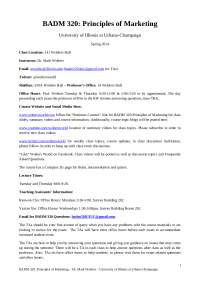Objectives on the Course Principles of Marketing | BADM 320