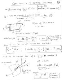 Continuity of Control Volumes - Handout | CME 211 - Docsity