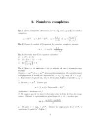 Exercices sur les nombres complexes - Docsity