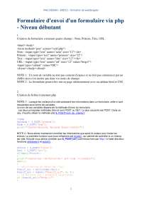 Notes sur le formulaire d'envoi d'un formulaire via php - Docsity