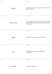 Terminology and Concepts in Healthcare: Disability, Mental Illness, and Patient Safety