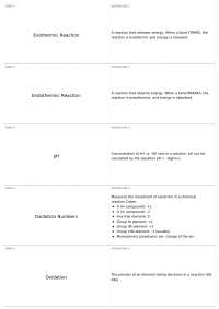 Chemistry Basics: Exothermic Reactions, pH, Oxidation Numbers, and Acid Base Theory