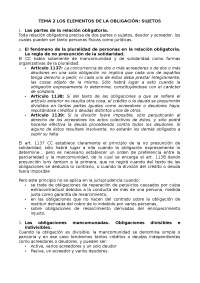 TEMA 2 LOS ELEMENTOS DE LA OBLIGACIÓN: SUJETOS Las partes - Apuntes de ...