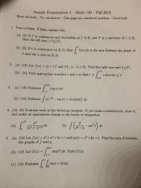 Calculus I Sample Examination 4 Fall 2013 | MATH 140 - Docsity
