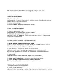 Exercices sur la thermochimie : dissolution des composés ioniques dans ...