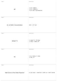 Chemistry Notebook: pH, Equilibria, and Reactions