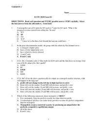 Principles of Microeconomics - Old Examination 4 with Answers | ECON ...