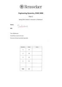 Test 1 with Solution - Engineering Dynamics | ENGR 2090