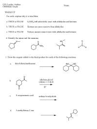 Worksheet 3 Questions - Organic Chemistry II | CHEM 241 - Docsity