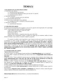 TEMA 5 LOS GRUPOS EN LAS ORGANIZACIONES 1. CONCEPTO DE GRUPO1.1 ...