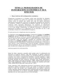 TEMA 2: MODALIDADES DE INTEGRACIÓN ECONÓMIC
