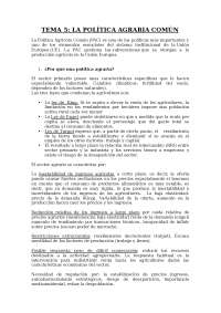 TEMA 5: LA POLÍTICA AGRARIA COMÚN