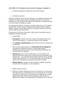 Derecho Comunitario - Apuntes de Derecho de la Unión Europea - Docsity