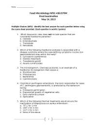 Take Home Final Examination - Food Microbiology | NFSC 430