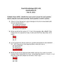 Solved Questions for Exam 1 - Food Microbiology | NFSC 430