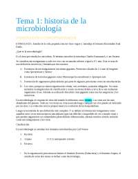 HIstoria de la microbiología-tema 1 - Apuntes de Microbiología | Docsity
