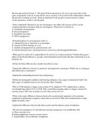 Review Questions for Exam 2 | Biology of Cancer | BSCI 433