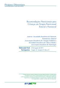 recomendações nutricionais para criancas em terapia nutricional enteral e parenteral
