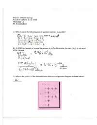 Practice Midterm 1 Answer Key - General Chemistry | Chem 1 - Docsity