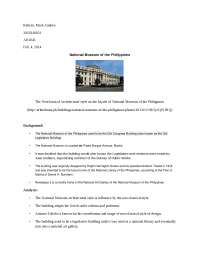 Neoclassical Architecture in the National Museum of the Philippines: A Historical Study