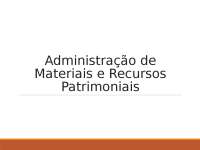 Administração de materiais e recursos patrimoniais