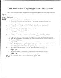 Midterm Exam 2 Solutions - Biostatistics I | BIOE 339