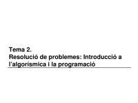 Resolució de problemes: introducció a l'algorísmica i la programació