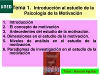 Tema 1 Introducción al estudio de la Psicología de la Motivación ...