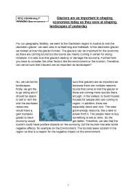 Glaciers' importance in the today's economy as in yesterday landscapes' shaping