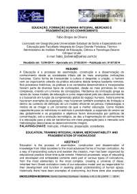 EDUCAÇÃO, FORMAÇÃO HUMANA INTEGRAL, MERCADO