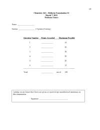 Midterm Examination 1 - Organic Chemistry II | CHEM 241 - Docsity