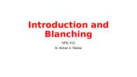 Introduction and Blanching - Lecture Slides | NFSC 412