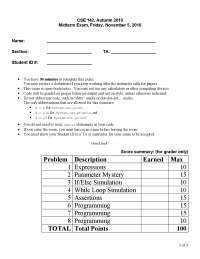 Midterm Exam Practice - Computer Programming I | CSE 142