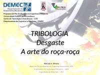 TRIBOLOGIA TRIBOLOGIA DesgasteDesgasteA arte do roça-roçaA arte do 