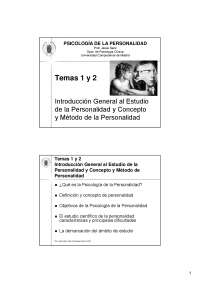 Temas 1 y 2 Introducción General al Estudio de la Personalidad y Co ...