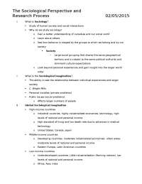 The Sociological Perspective and Research Process | SOCL 203