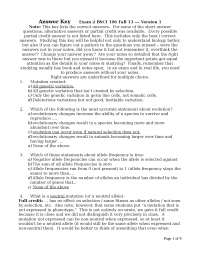 Answer Key for Exam 2 - Principles of Biology II | BSCI 106 - Docsity