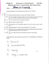 Exam 2 with solution for Fluid Mechanics | ENME 331 - Docsity