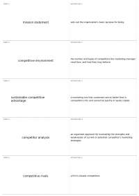 Marketing Terms & Concepts: Mission, Competition, Sustainable Advantage & More