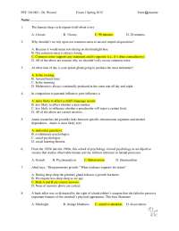56 Questions on Introductory Psychology with Answers - Exam 1 | PSY 101 ...